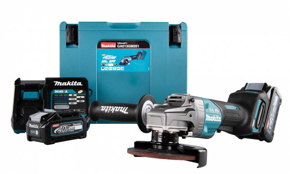 Аккумуляторная болгарка (УШМ) Makita GA013GU201 (125мм, 40В, 2*АКБ 4А·ч  F серии)