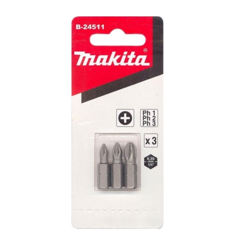  Биты Makita PH1,2,3 25мм 3шт (B-24511)