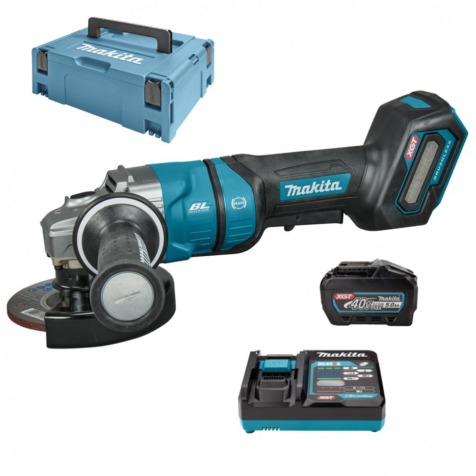 Аккумуляторная болгарка (УШМ) Makita GA050GT101 (125мм, 40В, 1*АКБ 5А·ч)