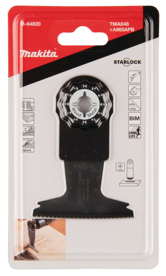 Насадка для мультитула дерево с гвоздями 65х40, STARLOCK, Makita B-64820