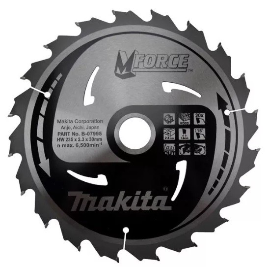 Диск пильный Makita M-Force, ?235х30х2,3мм, 20 зуб,для дерева B-31382